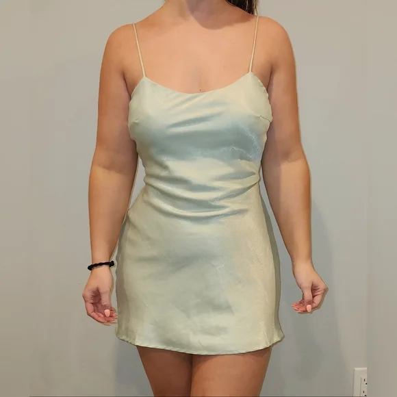 pastel green slip dress Mint Green Sleeveless Slip Dress – Anaqa Inspired main image 0